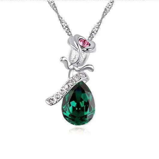 Enamored Rose Crystal Pendant Necklace Set - EX-STOCK Canada