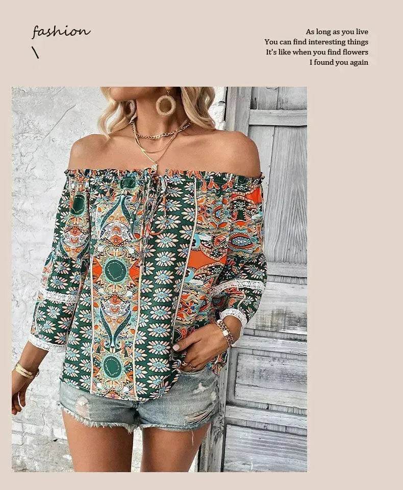 European American Fashion Floral Print Women's Blouse - EX-STOCK Canada