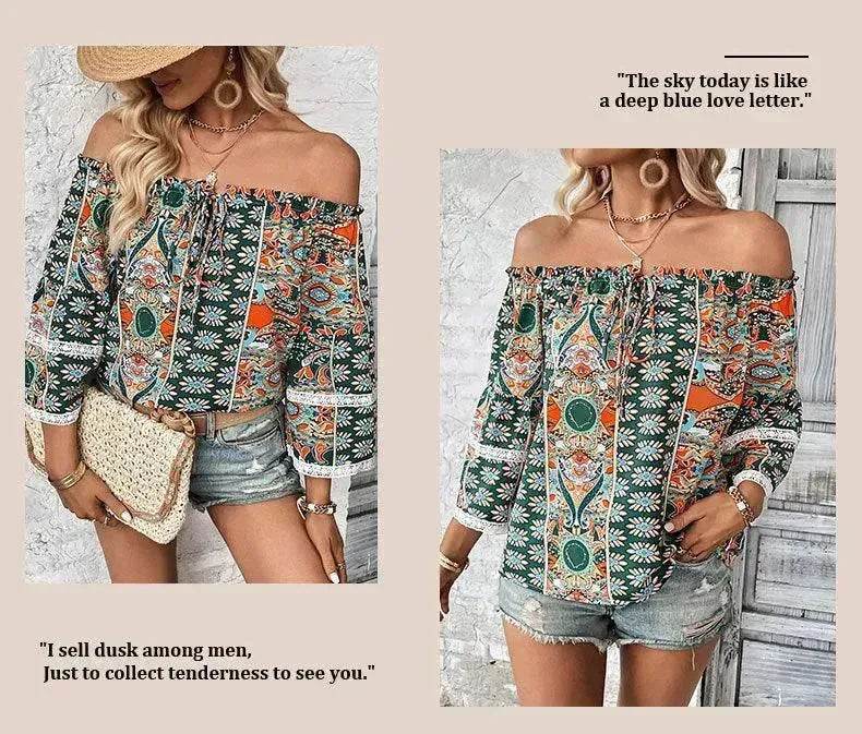European American Fashion Floral Print Women's Blouse - EX-STOCK Canada