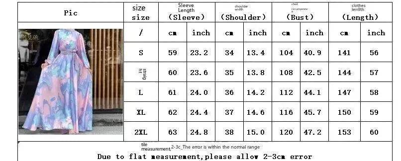 European And American Dubai Middle East Pure Beautiful Printed Dress, Ankle-length Printed Maxi Dress Fashionable Abaya Dress - EX-STOCK Canada