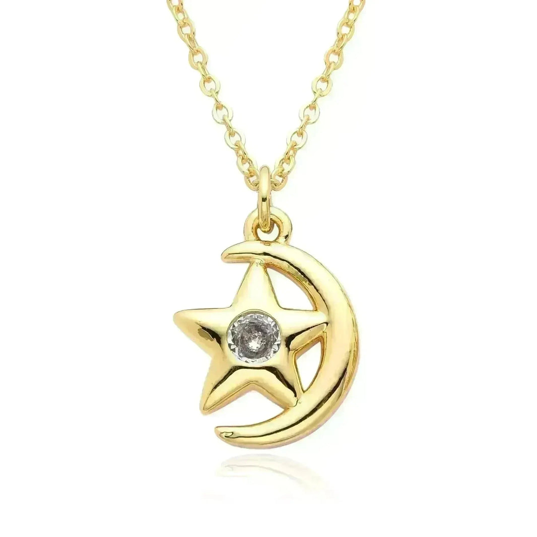 European And American Electroplated Brass Moon Star Necklace For Women - EX-STOCK CANADA