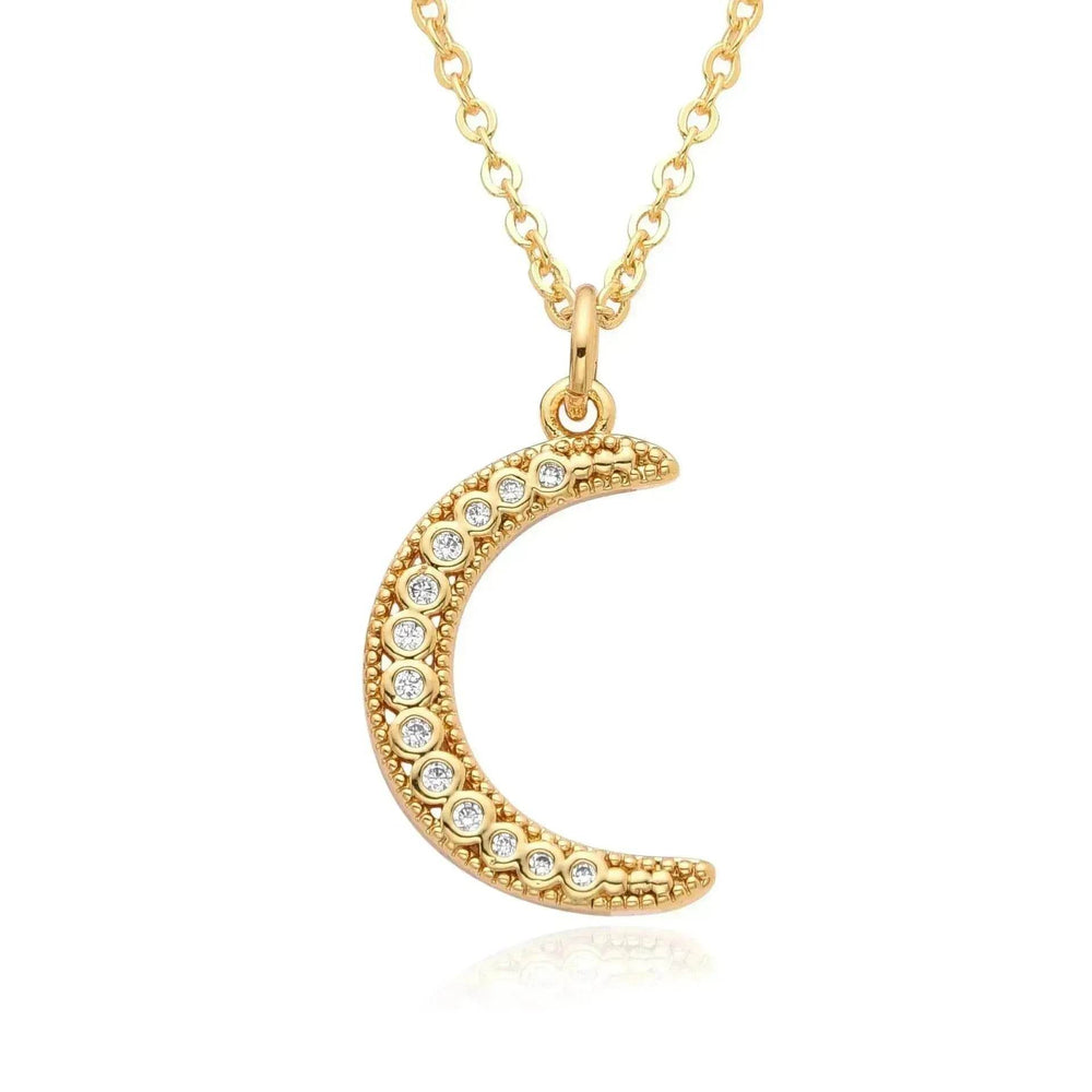 European And American Electroplated Brass Moon Star Necklace For Women - EX-STOCK Canada