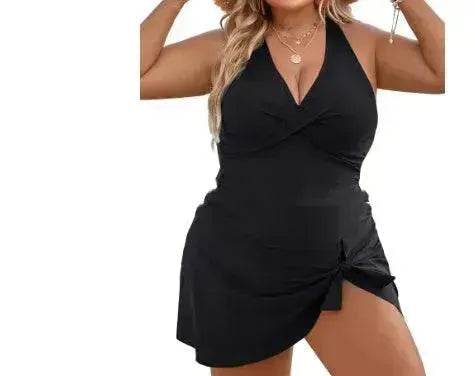 European And American Fashion Pure Color Slimming Flab Hiding Push Up Dress Women's Summer Swimsuit - EX-STOCK Canada