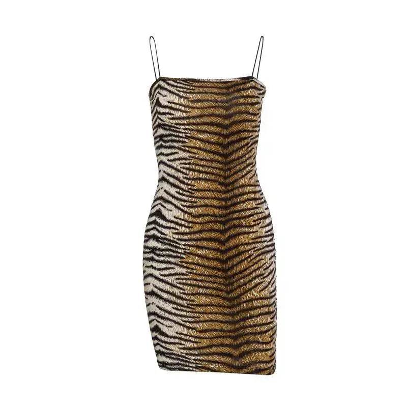 European And American Leopard Print Sleeveless Mini Dress - EX-STOCK Canada