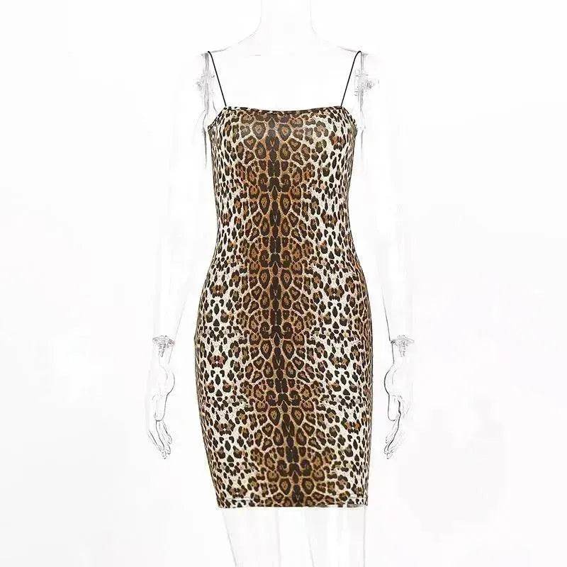 European And American Leopard Print Sleeveless Mini Dress - EX-STOCK Canada