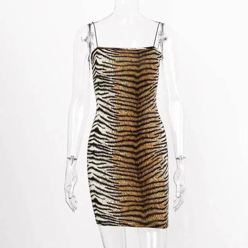 European And American Leopard Print Sleeveless Mini Dress - EX-STOCK Canada