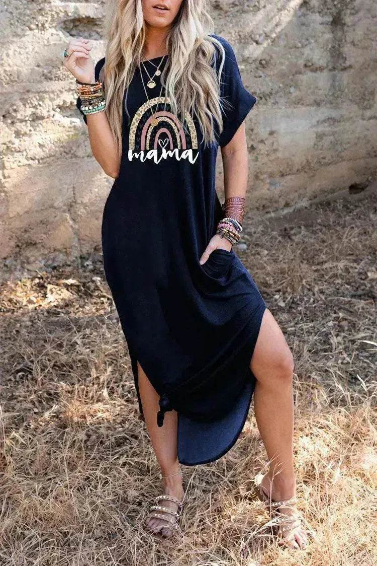 European And American Love Leopard Print Short Sleeve Loose Dress - EX-STOCK Canada