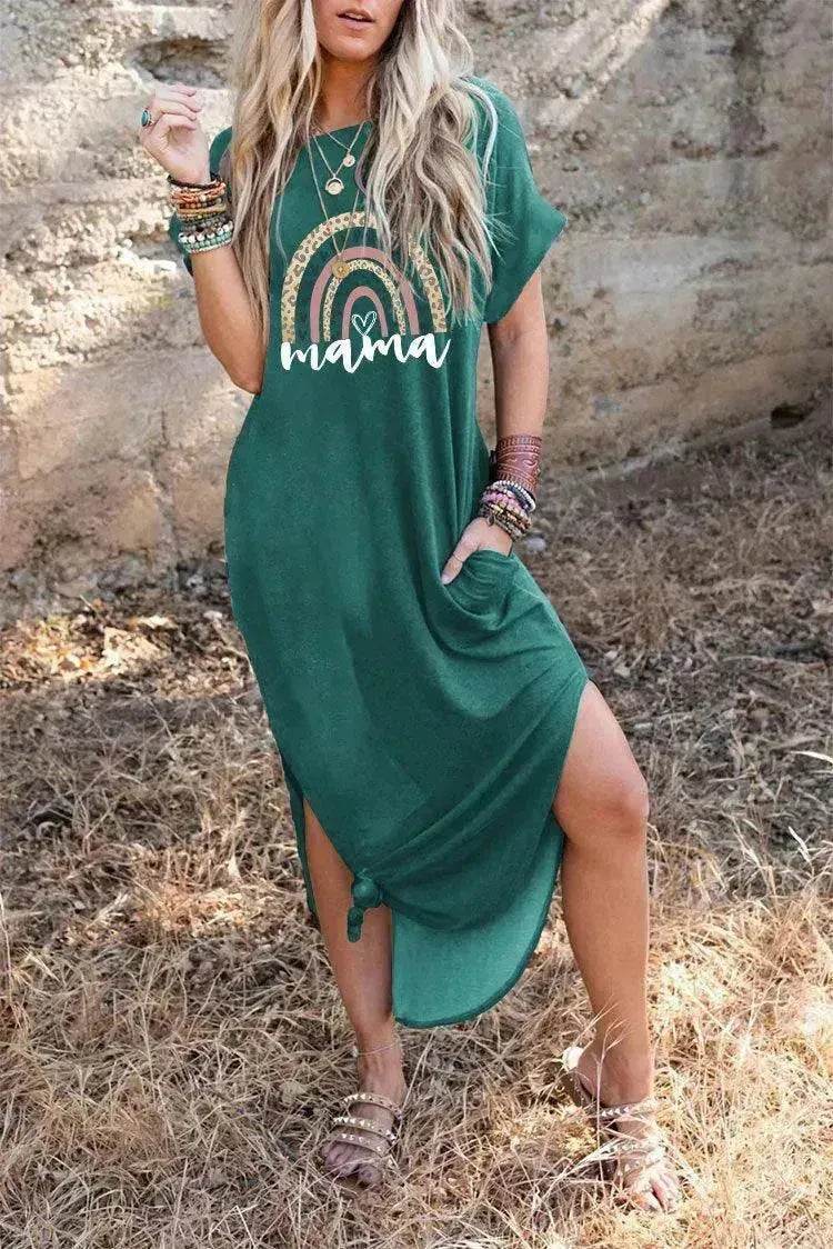 European And American Love Leopard Print Short Sleeve Loose Dress - EX-STOCK Canada