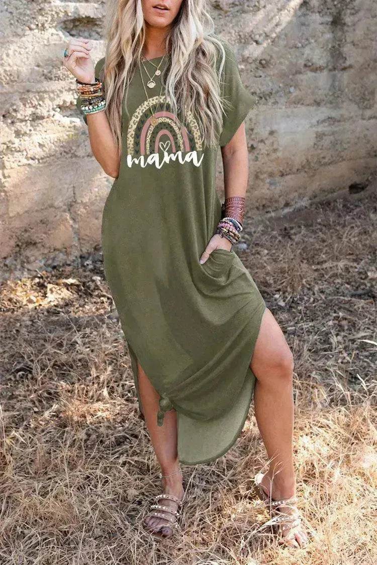 European And American Love Leopard Print Short Sleeve Loose Dress - EX-STOCK Canada