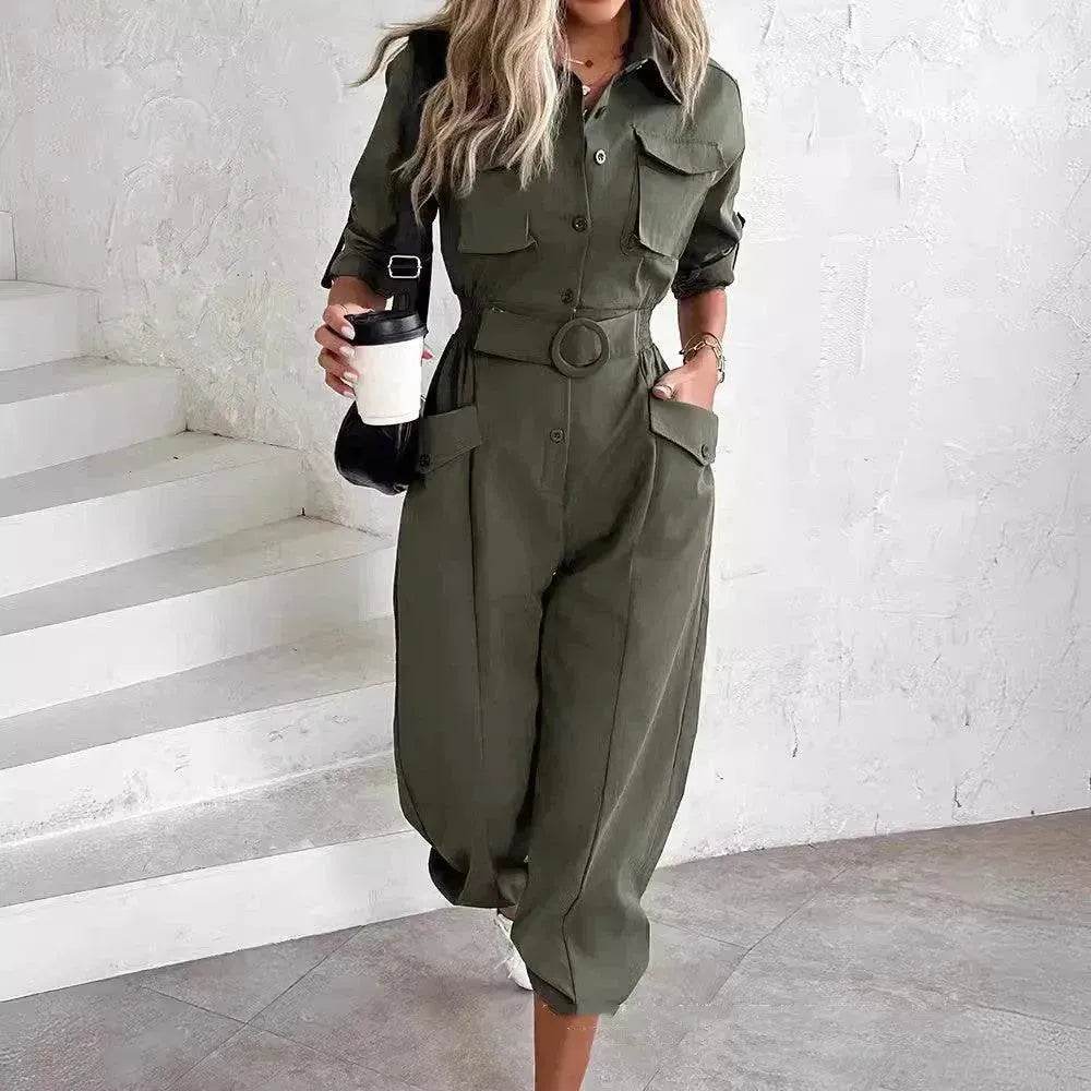 European And American New Women's Clothes Waist-tied Leisure Cargo Jumpsuit - EX-STOCK Canada