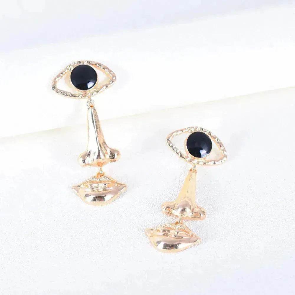Exaggerated Long Retro Nose Lips Eye Dangle Earrings - EX-STOCK Canada