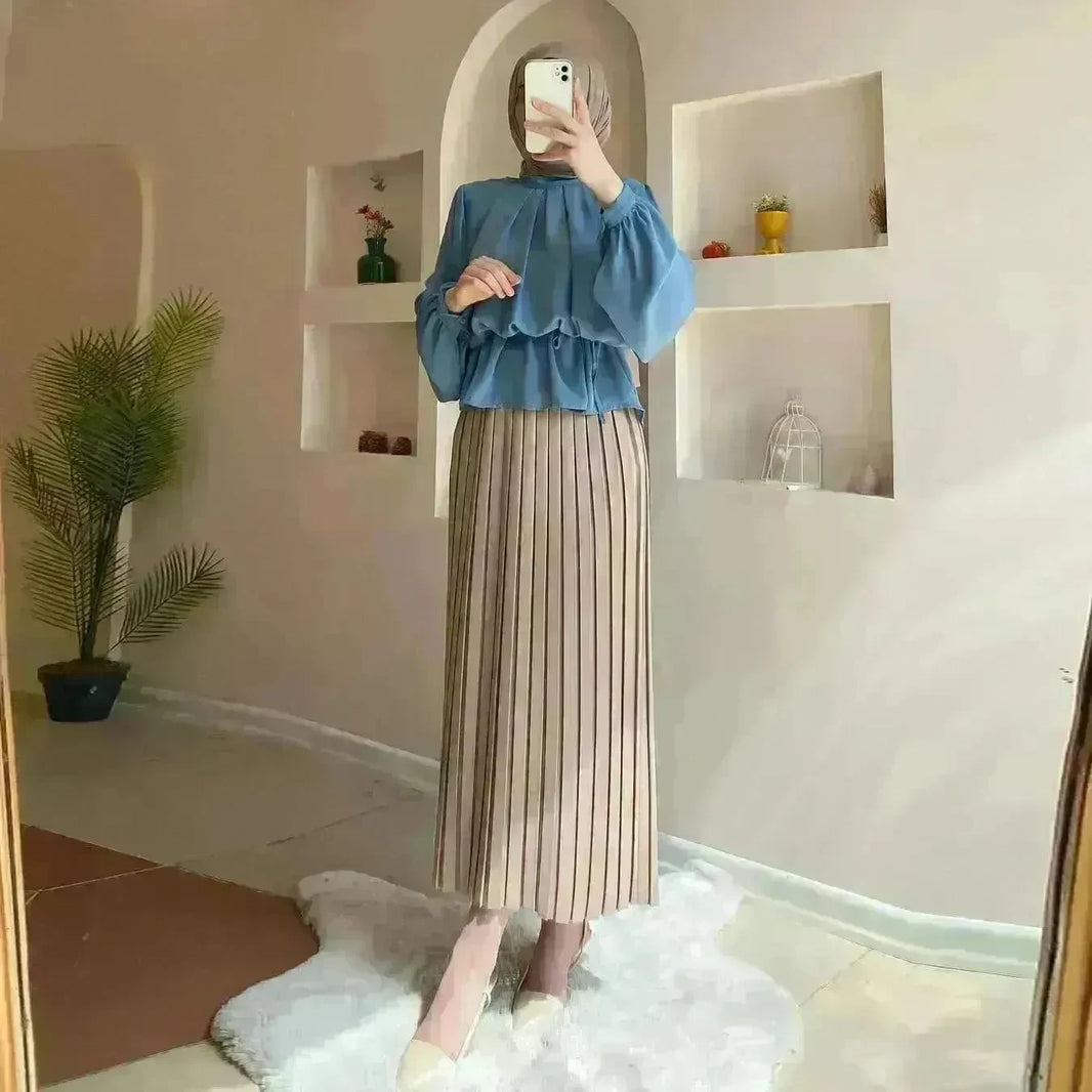 Extra Beautiful Pleated Skirt Suit for Arab Dubai Turkey Middle East Women Outfit set - EX-STOCK CANADA