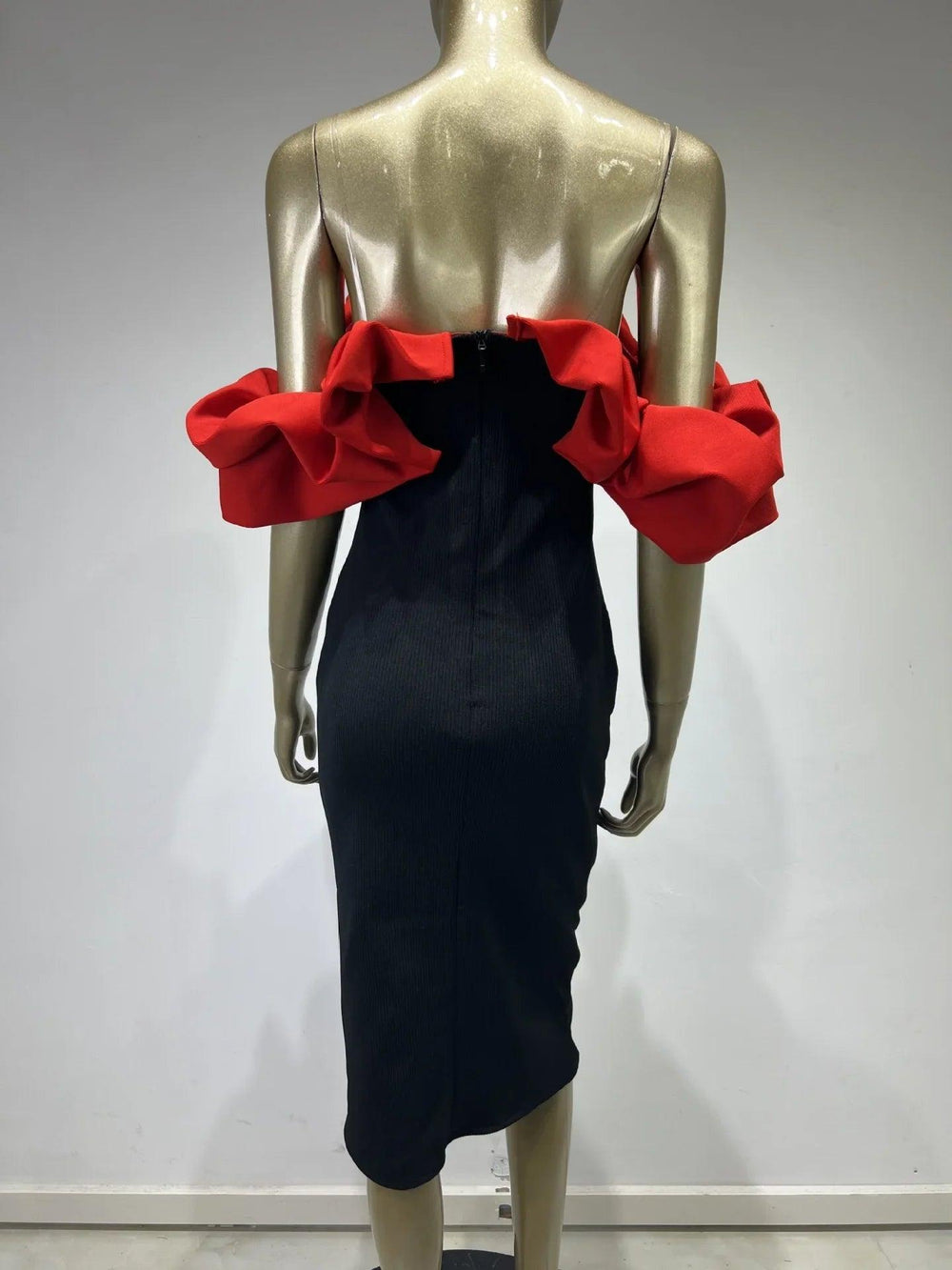 Vestito a fascia intero europeo e americano elegante con scollo a barca per festeEX-STOCK Canada