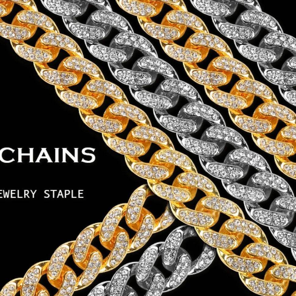 Alloy Line Cuban Link Chain Diamond Bracelet - EX-STOCK Canada