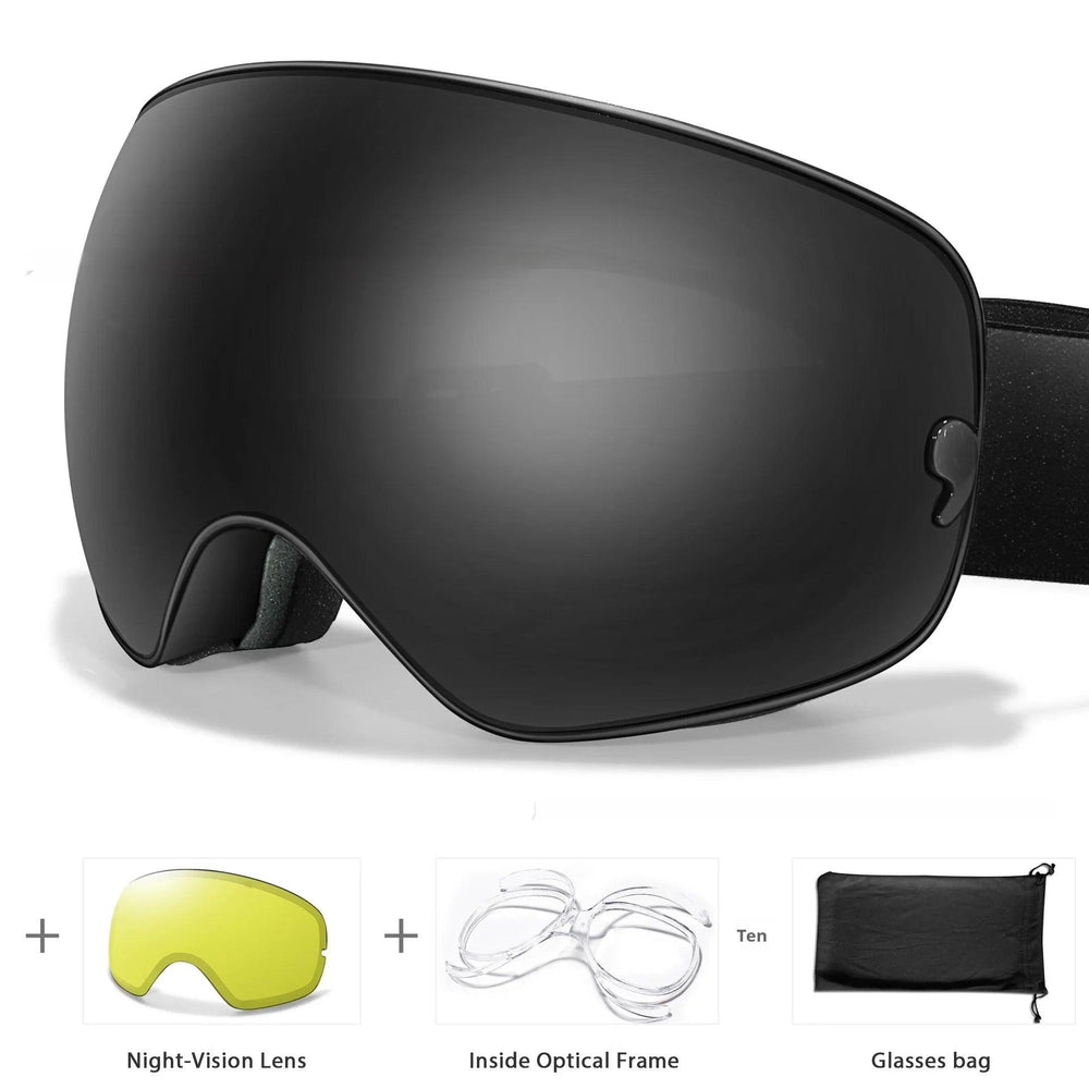 Lunettes anti-buée pour hommes et femmes, carte myopie, revêtement, protection oculaire sphérique large, équipements de ski et d'alpinismeEX-STOCK Canada