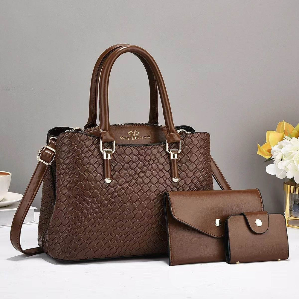 Woven Texture Three-piece Set Large Capacity One Shoulder Combination Bags women - EX-STOCK Canada