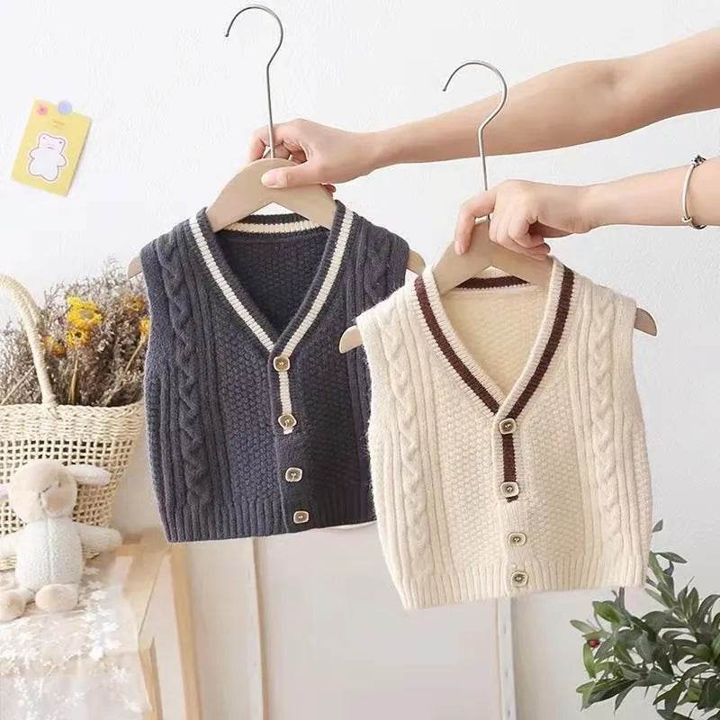 Children Knitted Chunky Sweater Outwear Vest kids - EX-STOCK Canada