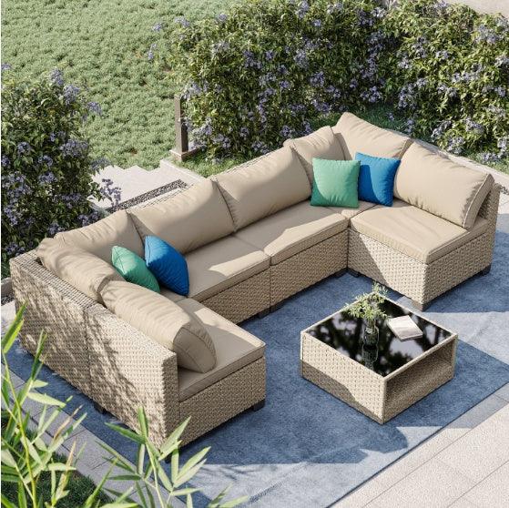 Juego de muebles para patio de 7 piezas con sofáEX-STOCK Canada