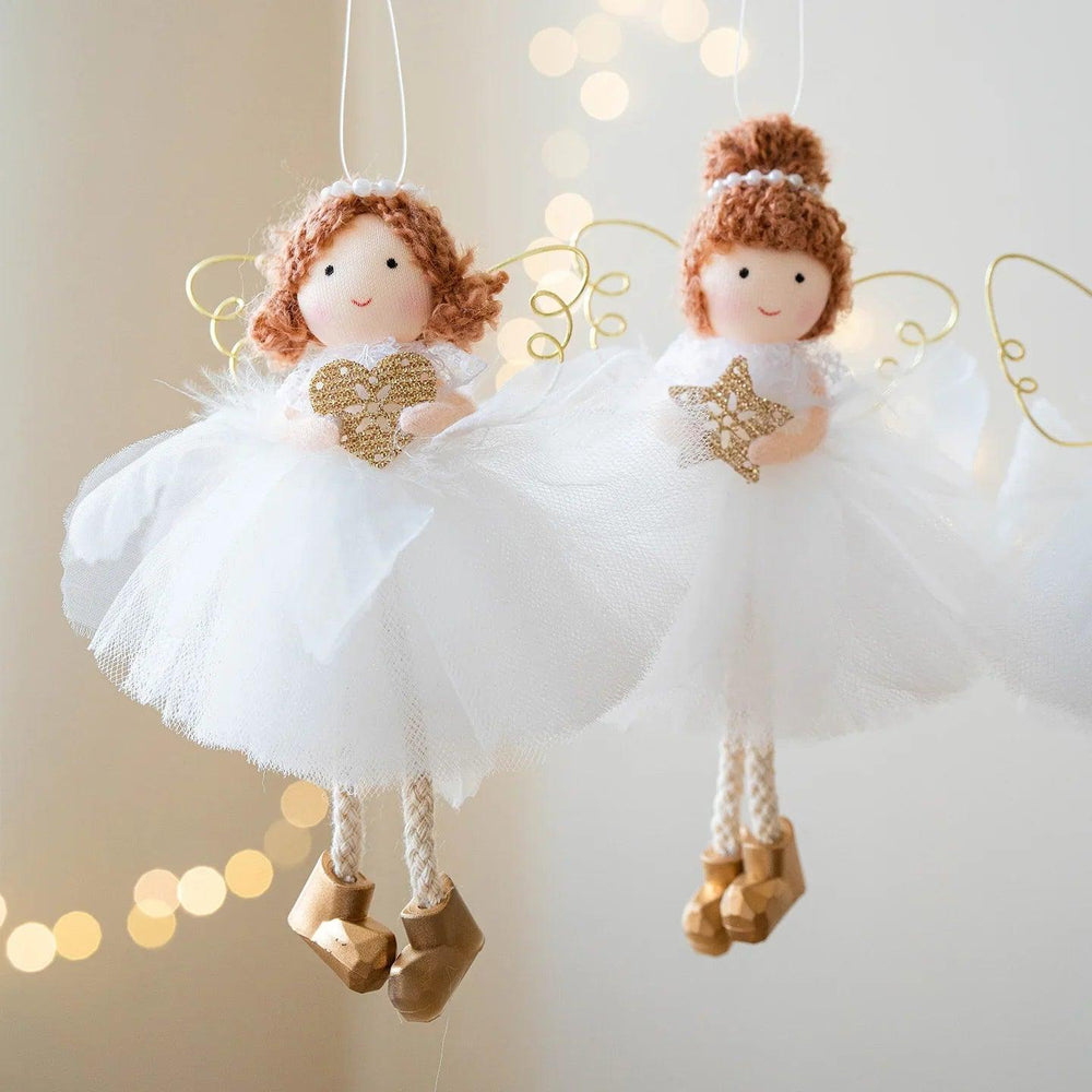 Gonna di Tulle Bianca di Natale Pendente di Angelo Ragazza con Ali DorateEX-STOCK Canada