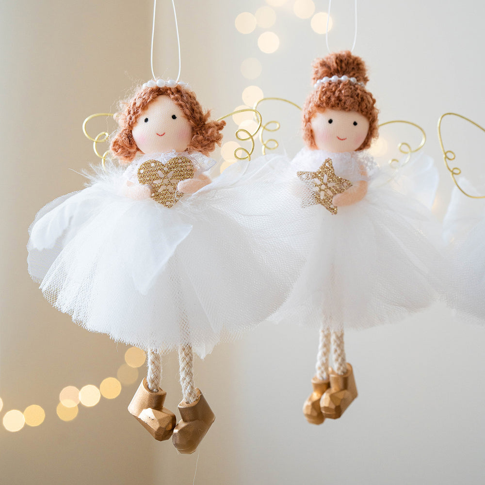 Christmas White Tulle Skirt Golden Wings Angel Girl Pendant EX-STOCK Canada