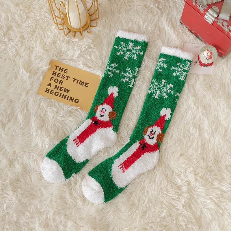 Coral Fleece Stockings Cartoon Thermal Christmas Room Socks - EX-STOCK Canada