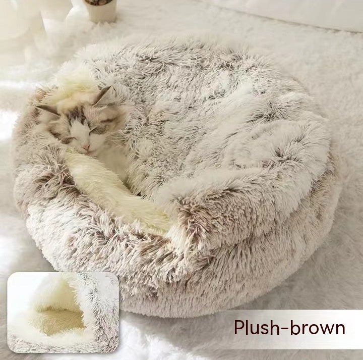 2 In 1 Dog And Cat Bed Pet Winter Bed Round Plush Warm Bed House Soft Long Plush Pets Bed Pet Products EX-STOCK Canada