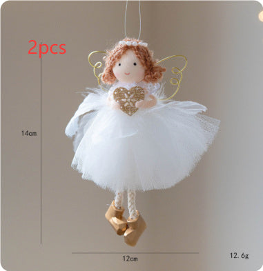 Christmas White Tulle Skirt Golden Wings Angel Girl Pendant EX-STOCK Canada
