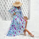 Fashion Florals Print Long Sleeve Dress Casual Holiday Tight-waisted V-neck Dresses Women Clothing - EX-STOCK Canada