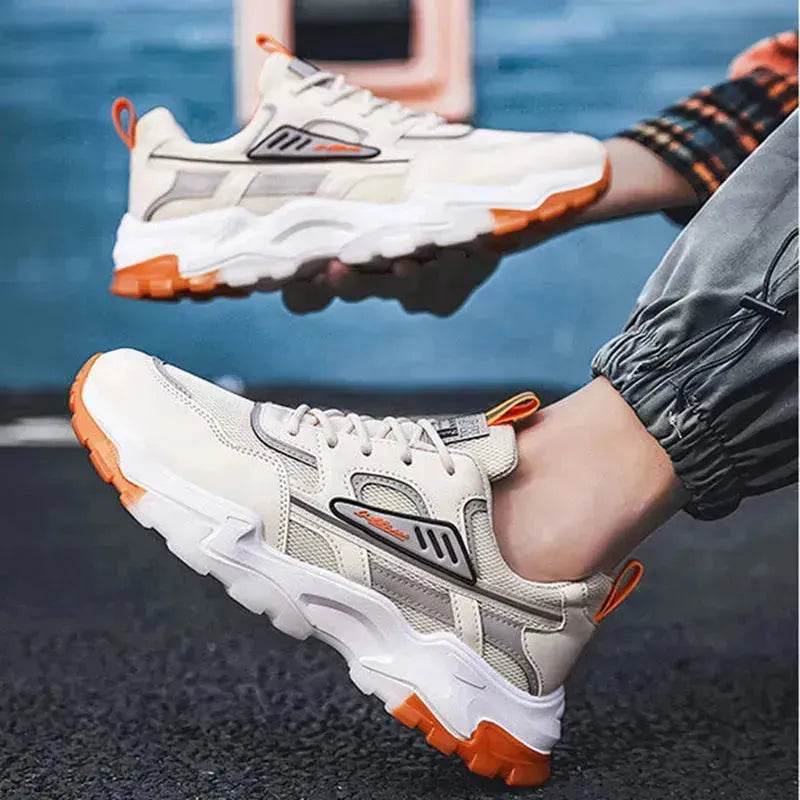 Black White Lace-up Sneakers Men Outdoor Breathable Casual Mesh Shoes Lightweight Running Sports Shoes - EX-STOCK Canada