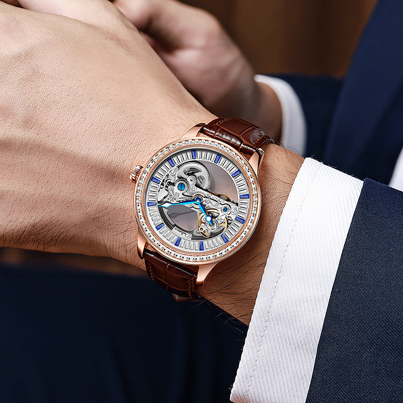 Luxuriöse Zirkon Mode Wasserdichte Mechanische Uhr | EX-STOCK Canada