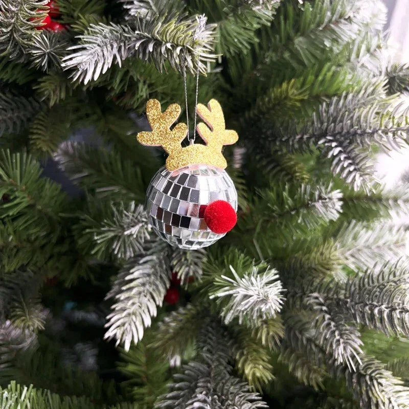 5 Pcs Christmas Silver Disco Mirror Ball With Rope Reflective Mirror Ball Hanging Bright Elk Horns Xmas Ball Ornament For Christmas Tree Birthday Wedding Party Dance Music Festivals Decor Supplies EX-STOCK Canada