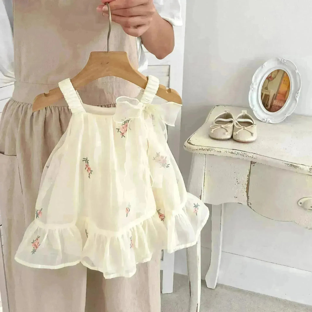 Neonato bambino ricamato a mesh baby floomer con gonna abito bambino casual neonato per bambina