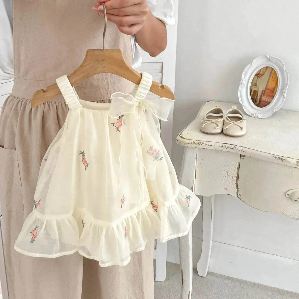 Newborn baby girl Embroidered Mesh Baby Bloomer With Skirt Infant baby Casual dress for baby girl - EX-STOCK Canada