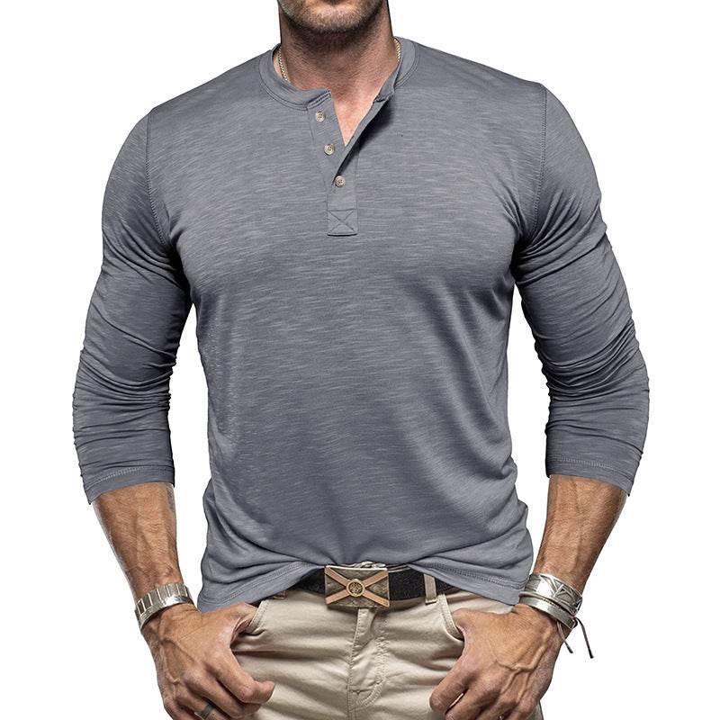 Men's Long-sleeved Henry Collar T-shirt - EX-STOCK Canada