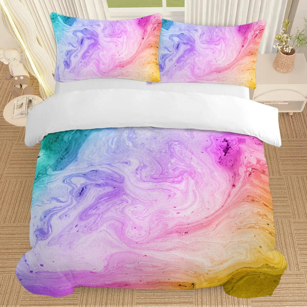 Girly Duvet Cover Rainbow Glitter Ombre Bedding Sets 3 Pcs Chic Purple Blue Green Pastel Bed Spreads Sparkle Quilt Cover Set With 2 Pillow Shams EX-STOCK Canada