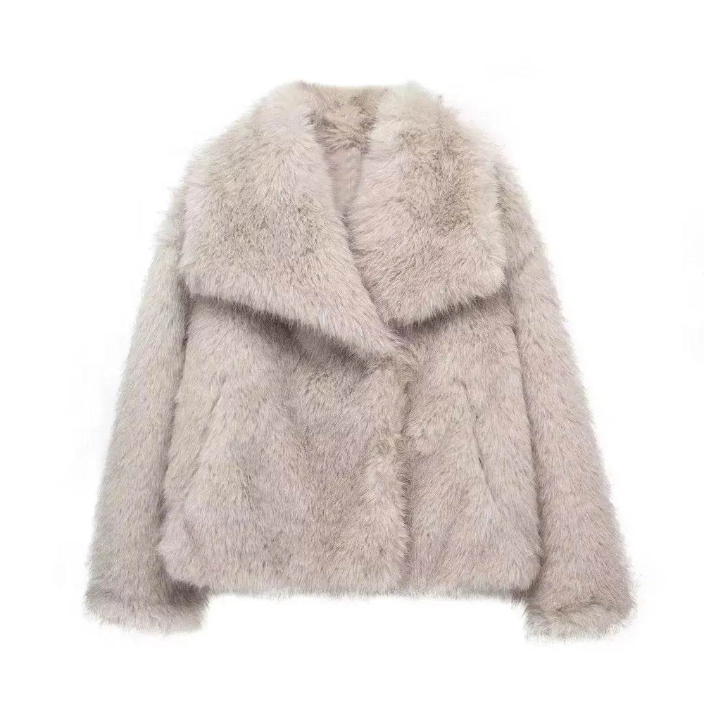 Winter Plush Open front Coat Thick lapel Outwear Faux Fur Coat women - EX-STOCK Canada