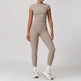 2pcs Nude feel short sleeve Workout Clothes for women Yoga Gym Clothes set - EX-STOCK Canada