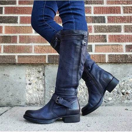 Round Toe Low Heel High Leg Boot - EX-STOCK Canada