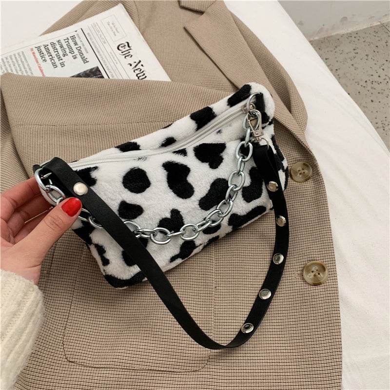Leopard Pattern Plush Bag Personality Diagonal Women Bag Chain Shoulder Bag - EX-STOCK Canada