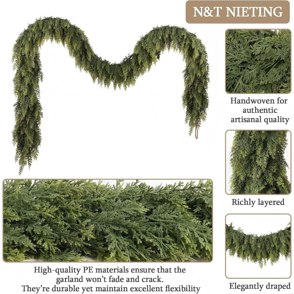 Christmas Pine Needle Garland Soft Rubber Feel Norfolk Pine Cypress Rattan EX-STOCK Canada