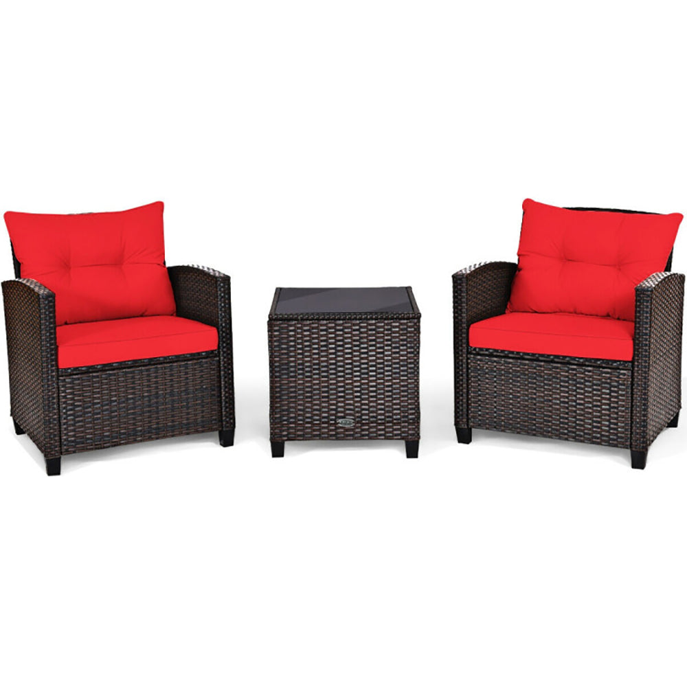 Conjunto de Muebles de Patio de Ratán de 3 Piezas con Cojín LavableEX-STOCK Canada
