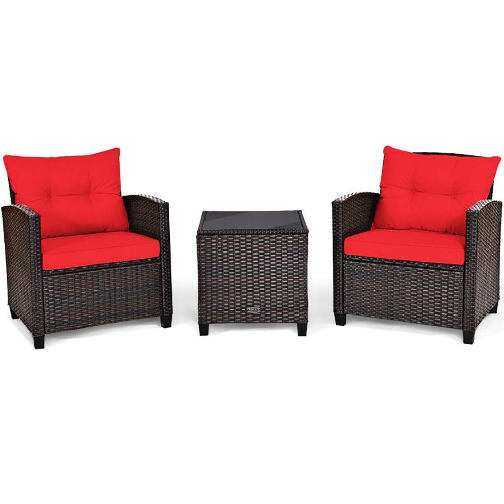 Set di Mobili da Patio in Rattan a 3 Pezzi con Cuscino LavabileEX-STOCK Canada