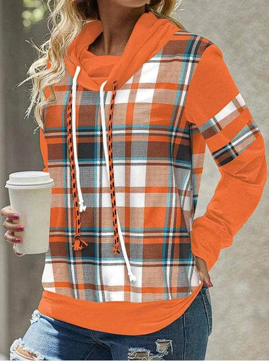 New Fashion Women's Pile Collar Printed Hoodie Pullover Top - EX-STOCK Canada