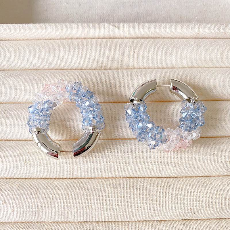 Colored Beaded Earrings Copper White Gold Plated - EX-STOCK Canada