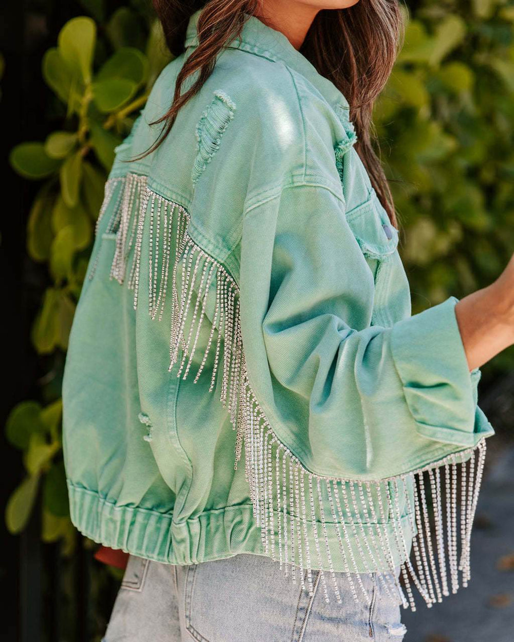 Autumn And Winter Casual Loose-fitting Tassel Chain Denim Jacket For Women - EX-STOCK Canada