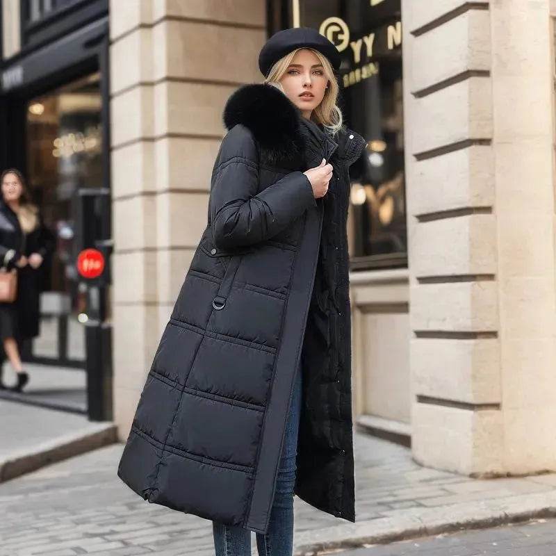 Women's Mid Length Fur Hoodie Winter Jacket Coat - EX-STOCK Canada