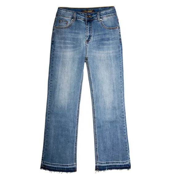 Women's Washed Elastic Loose Wide Leg Ankle-length Bootcut Jeans - EX-STOCK Canada