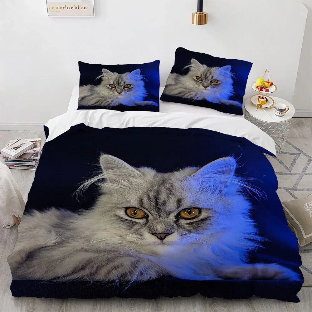 White Cute Cat Bedding Set Girl Ladies Bedroom Comfort Duvet Cover EX-STOCK Canada