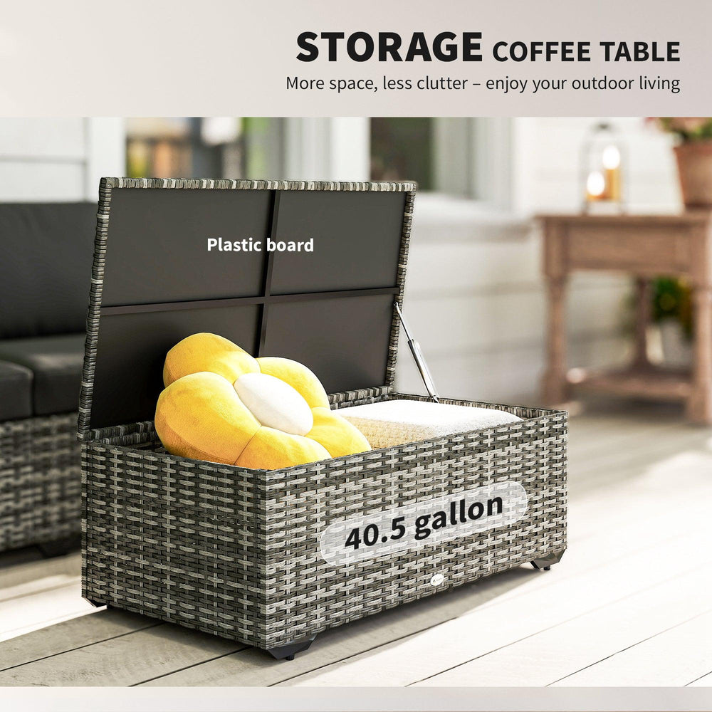 Gartenmöbel-Set, Kissen, Sofa, Zweisitzer, Aufbewahrungstisch, GrauEX-STOCK Canada