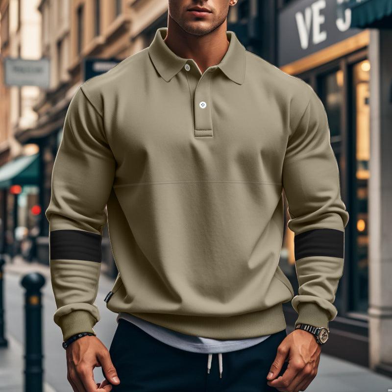Maglietta Polo da Uomo alla Moda a Maniche Lunghe con Colletto e Bottoni, Top Sportivo Casual Largo, Abbigliamento Autunno PrimaveraEX-STOCK Canada